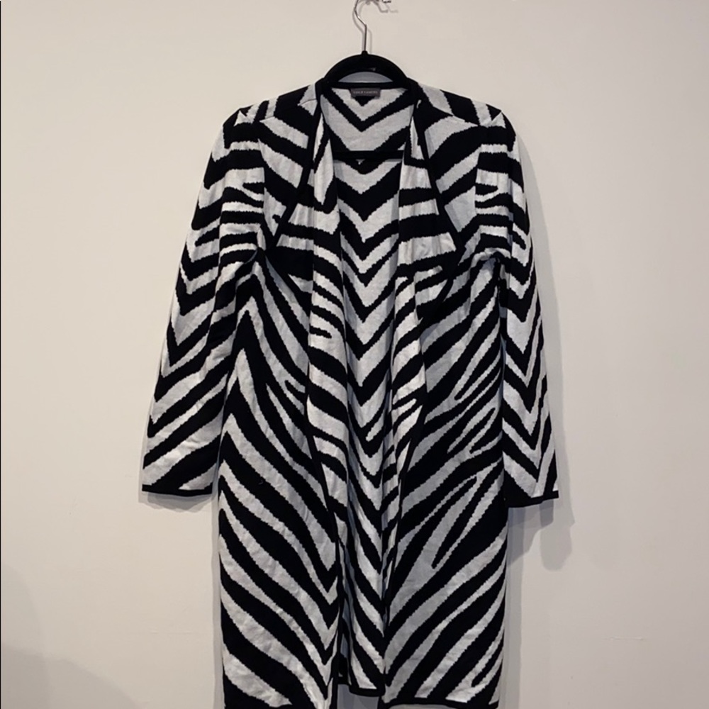 Long Black & White Cardigan